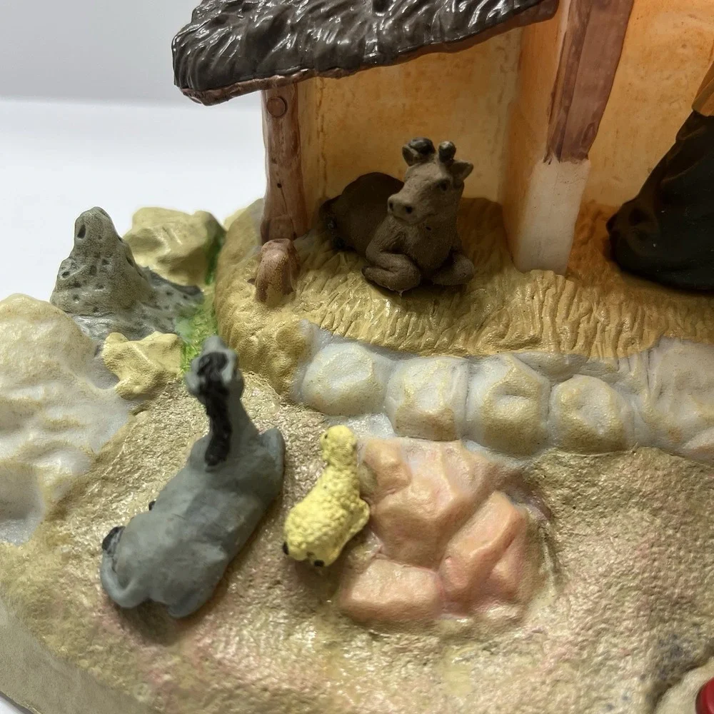 Vintage GEMMY Nativity Scene Light Up Musically Narrated Birth Jesus Christmas